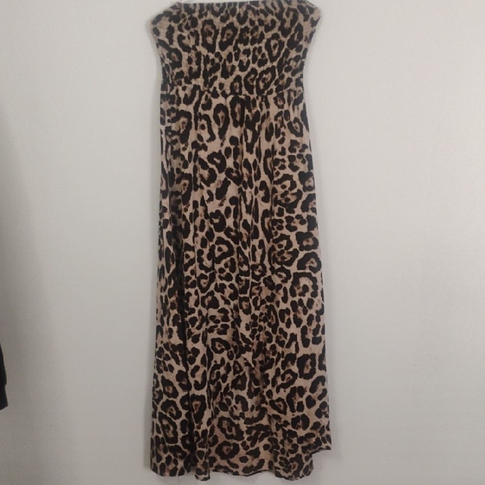 Reverse Strapless Animal Print Dress